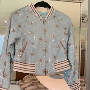 Valentino Spa Star Studded Sequin Bomber Jacket